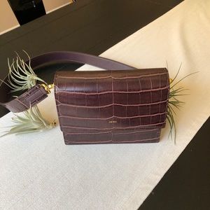 JW Pei brown croc mini flap satchel